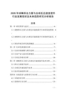 2026年球棒揮擊力量與擊球反應速度提升行業發展現狀及未來趨勢研究分析報告