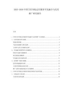 2025-2030中國衛(wèi)星導(dǎo)航定位服務(wù)軍民融合與民用推廣研究報(bào)告