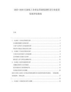 2025-2030石油化工企業(yè)運營深度剖析及行業(yè)前景發(fā)展評估指南