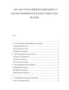 2025-2030中國(guó)汽車維修保養(yǎng)行業(yè)服務(wù)標(biāo)準(zhǔn)化與專業(yè)化分析中國(guó)網(wǎng)絡(luò)游戲開發(fā)行業(yè)知識(shí)產(chǎn)權(quán)保護(hù)與商業(yè)模式創(chuàng)新