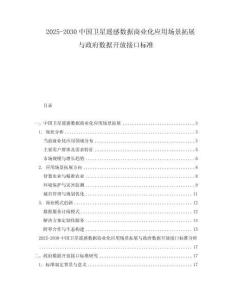 2025-2030中國衛(wèi)星遙感數(shù)據(jù)商業(yè)化應(yīng)用場景拓展與政府?dāng)?shù)據(jù)開放接口標(biāo)準(zhǔn)