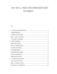 2025-2030人工智能行業(yè)細分領域發(fā)展趨勢及投資機會挖掘報告