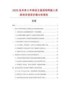 2025及未來5年移動衛(wèi)星因特網(wǎng)接入系統(tǒng)項目投資價值分析報告