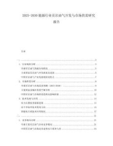 2025-2030能源行業(yè)頁巖油氣開發(fā)與市場(chǎng)供需研究報(bào)告
