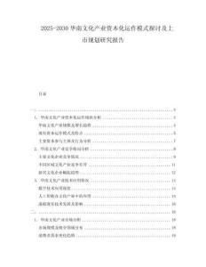 2025-2030華南文化產(chǎn)業(yè)資本化運(yùn)作模式探討及上市規(guī)劃研究報(bào)告