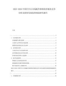 2025-2030中國(guó)汽車后市場(chǎng)配件維修保養(yǎng)服務(wù)競(jìng)爭(zhēng)分析及投資發(fā)展趨勢(shì)規(guī)劃研究報(bào)告