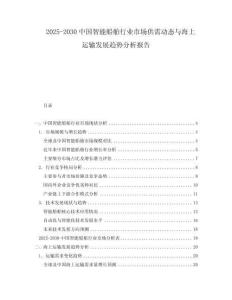 2025-2030中國智能船舶行業(yè)市場供需動態(tài)與海上運輸發(fā)展趨勢分析報告