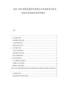 2025-2030智能交通管理系統(tǒng)行業(yè)市場供需分析及投資評估規(guī)劃分析研究報告