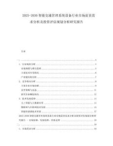 2025-2030智能交通管理系統(tǒng)設備行業(yè)市場前景需求分析及投資評估規(guī)劃分析研究報告