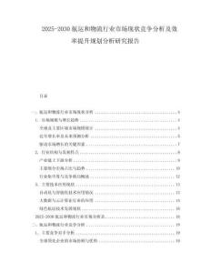 2025-2030航運(yùn)和物流行業(yè)市場(chǎng)現(xiàn)狀競(jìng)爭(zhēng)分析及效率提升規(guī)劃分析研究報(bào)告