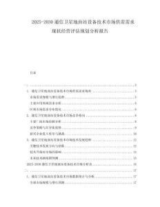 2025-2030通信衛(wèi)星地面站設備技術市場供需需求現(xiàn)狀經(jīng)營評估規(guī)劃分析報告