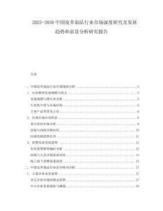 2025-2030中國皮革制品行業(yè)市場深度研究及發(fā)展趨勢和前景分析研究報告