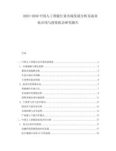 2025-2030中國(guó)人工智能行業(yè)市場(chǎng)發(fā)展分析及商業(yè)化應(yīng)用與投資機(jī)會(huì)研究報(bào)告