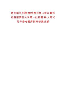 貴州國企招聘2025貴州鐘山野馬寨熱電有限責任公司第一批招聘10人筆試歷年參考題庫附帶答案詳解