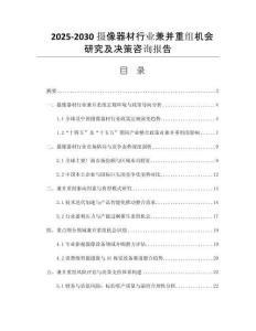 2025-2030攝像器材行業(yè)兼并重組機(jī)會(huì)研究及決策咨詢報(bào)告