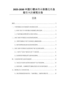 2025-2030中國檸檬水行業(yè)供需趨勢及投資風險研究報告