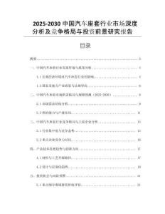 2025-2030中國汽車座套行業(yè)市場深度分析及競爭格局與投資前景研究報告
