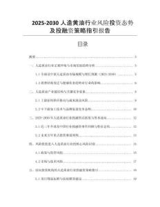 2025-2030人造黃油行業風險投資態勢及投融資策略指引報告