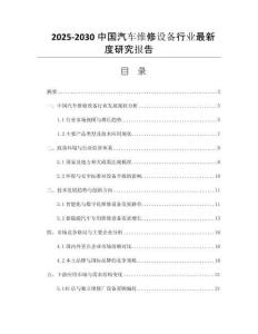 2025-2030中國汽車維修設(shè)備行業(yè)最新度研究報告