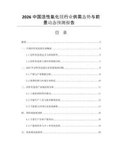 2026中國活性氧化鎂行業(yè)供需態(tài)勢與前景動態(tài)預測報告