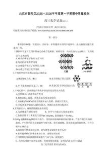 北京市朝阳区2025-2026学年高三上学期期中质量检测化学试题（含答案）
