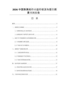 2026中國剝離柱行業(yè)運行狀況與投資前景預測報告