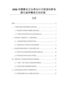 2026中國焦化設(shè)備市場(chǎng)經(jīng)營(yíng)狀況分析與投資運(yùn)作模式監(jiān)測(cè)報(bào)告