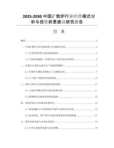 2025-2030中國擴散爐行業(yè)經(jīng)營模式分析與投資前景建議研究報告