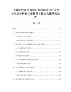 2025-2030中國數碼相機存儲卡行業(yè)市場現(xiàn)狀分析及競爭格局與投資發(fā)展研究報告