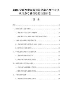 2026全球及中國氮化鎵功率芯片行業(yè)現(xiàn)狀動態(tài)與投資趨勢預測報告