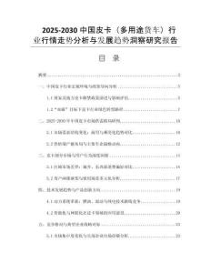 2025-2030中國皮卡（多用途貨車）行業(yè)行情走勢分析與發(fā)展趨勢洞察研究報(bào)告