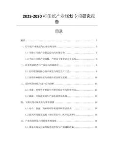2025-2030打印紙產(chǎn)業(yè)規(guī)劃專項研究報告