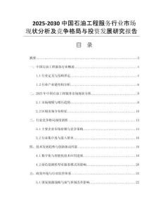 2025-2030中國石油工程服務(wù)行業(yè)市場現(xiàn)狀分析及競爭格局與投資發(fā)展研究報告