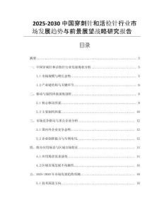2025-2030中国穿刺针和活检针行业市场发展趋势与前景展望战略研究报告
