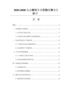 2025-2030電動(dòng)摩托車項(xiàng)目融資商業(yè)計(jì)劃書