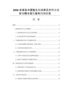 2026全球及中國(guó)氮化鎵功率芯片行業(yè)現(xiàn)狀規(guī)模與投資盈利預(yù)測(cè)報(bào)告