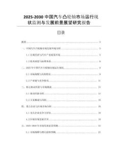 2025-2030中國汽車凸輪軸市場運行現(xiàn)狀監(jiān)測與發(fā)展前景展望研究報告