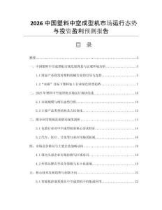 2026中國塑料中空成型機市場運行態(tài)勢與投資盈利預測報告