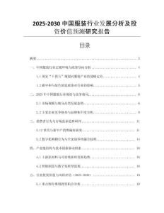 2025-2030中國服裝行業(yè)發(fā)展分析及投資價值預測研究報告