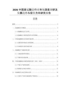 2026中國(guó)高錳酸鹽行業(yè)市場(chǎng)深度調(diào)研及發(fā)展趨勢(shì)與投資方向研究報(bào)告