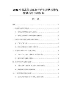 2026中國高純氫氧化鉀行業(yè)現(xiàn)狀規(guī)模與需求趨勢預(yù)測報(bào)告 