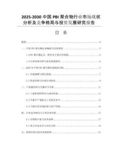 2025-2030中國PBI聚合物行業(yè)市場現(xiàn)狀分析及競爭格局與投資發(fā)展研究報(bào)告
