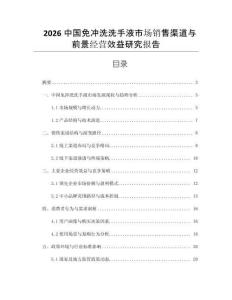 2026中國免沖洗洗手液市場銷售渠道與前景經(jīng)營效益研究報(bào)告