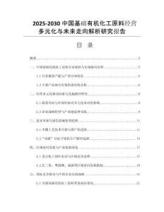 2025-2030中國基礎(chǔ)有機化工原料經(jīng)營多元化與未來走向解析研究報告