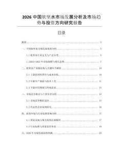 2026中國軟堅水市場發(fā)展分析及市場趨勢與投資方向研究報告