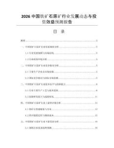 2026中國鐵礦石原礦行業(yè)發(fā)展動態(tài)與投資效益預(yù)測報告