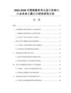 2025-2030中國微耕機市場運營機制風險及未來發(fā)展趨勢研究研究報告