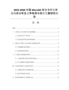 2025-2030中國(guó)MicroSD存儲(chǔ)卡行業(yè)市場(chǎng)現(xiàn)狀分析及競(jìng)爭(zhēng)格局與投資發(fā)展研究報(bào)告