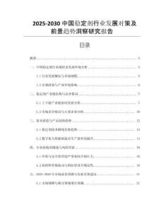 2025-2030中國(guó)穩(wěn)定劑行業(yè)發(fā)展對(duì)策及前景趨勢(shì)洞察研究報(bào)告