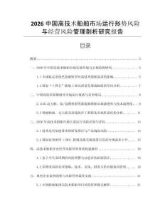 2026中國高技術船舶市場運行形勢風險與經(jīng)營風險管理剖析研究報告